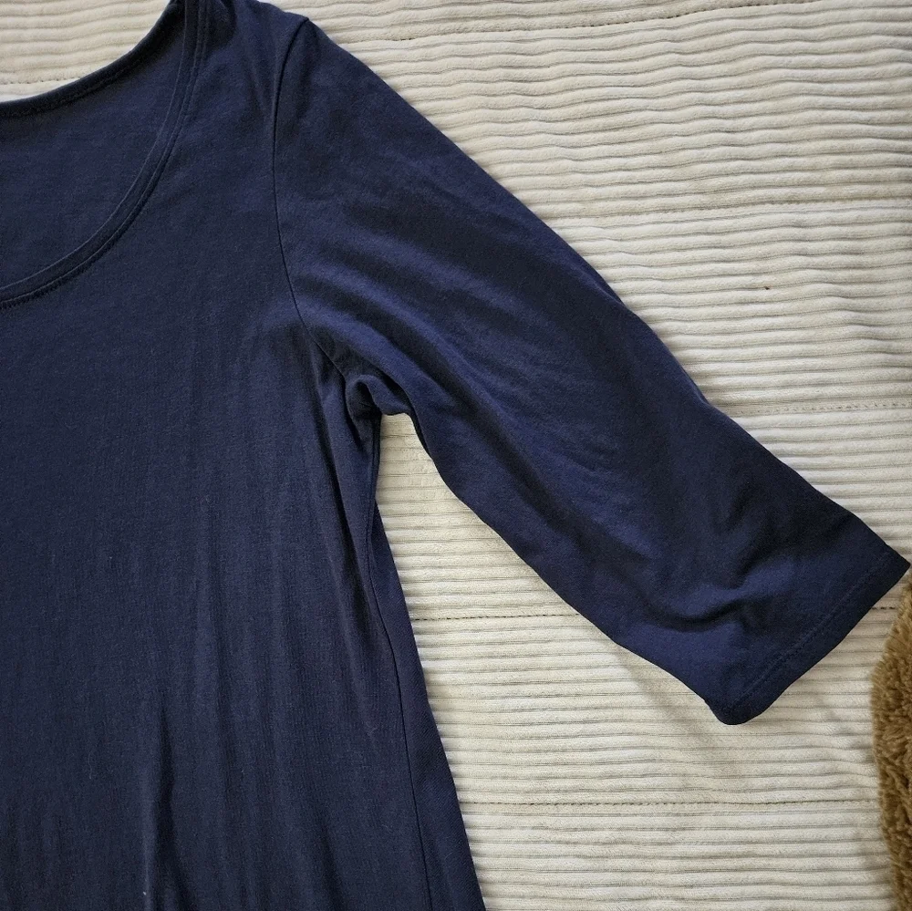 J.Jill Pure Jill Navy Blue 3/4 Sleeve Dress/Long Shirt Size M Tall - Picture 2 of 5